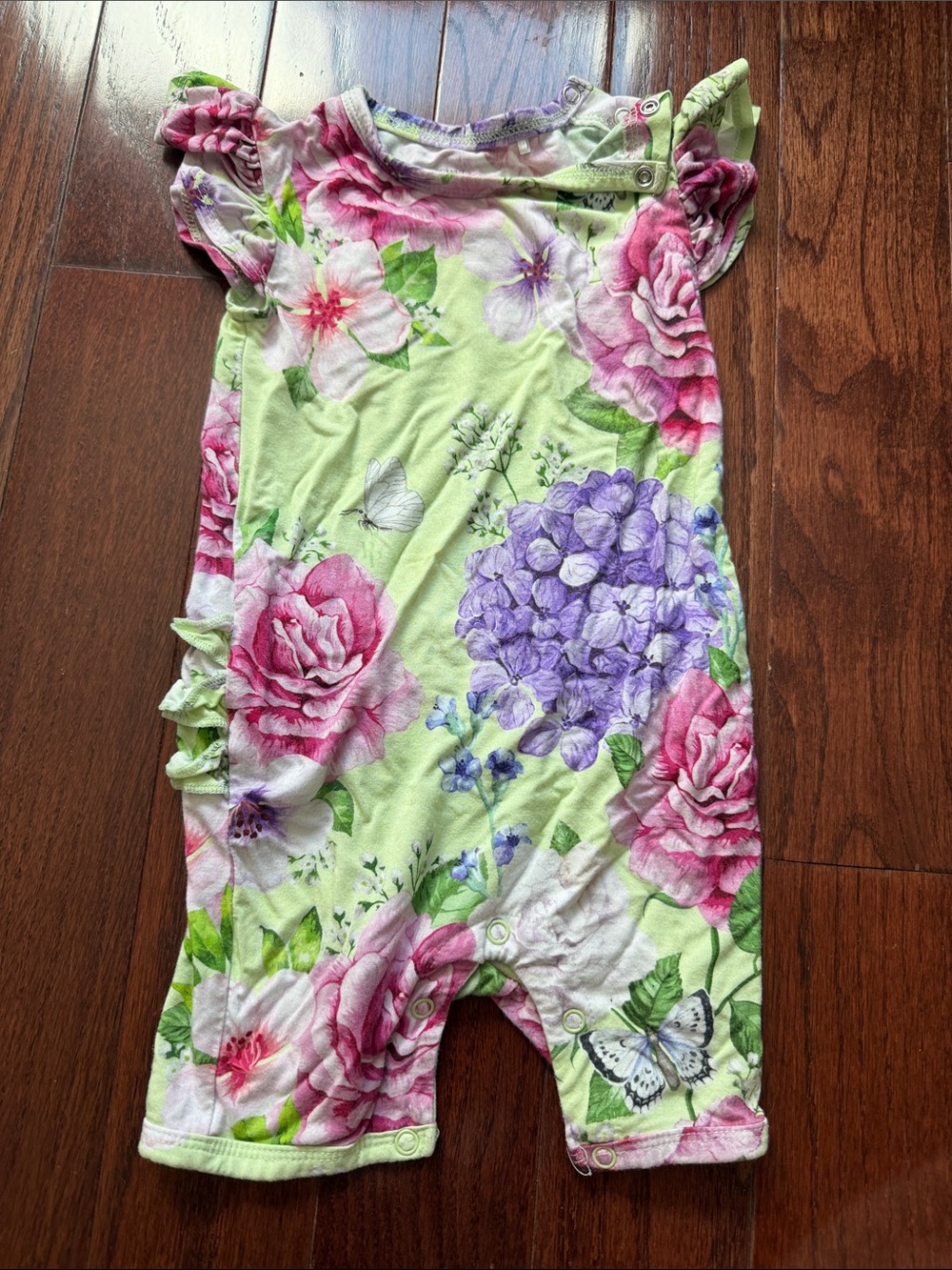 Posh Peanut Pastel Floral Snap Onesie - Pink, Purple, Green